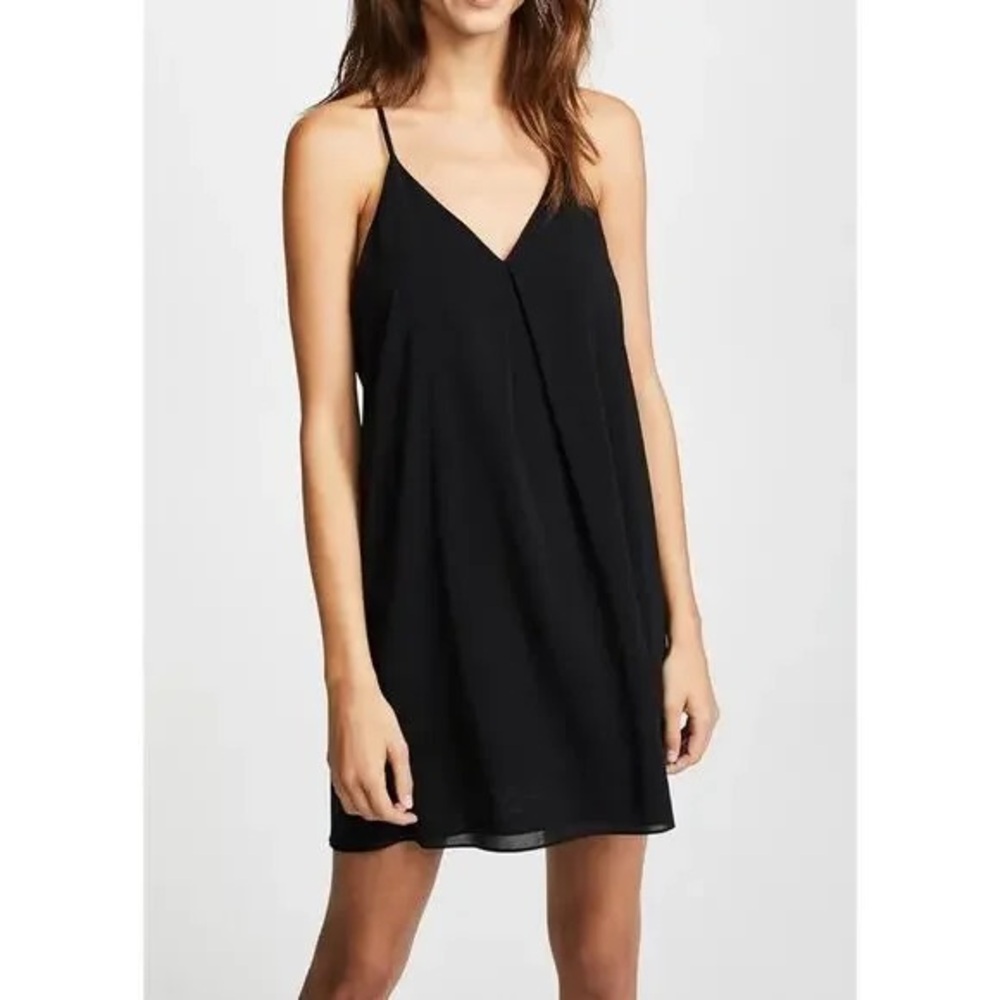 Alice + Olivia Fierra Y back mini dress black silk